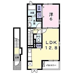 ノーブル　グレイス 2階1LDKの間取り