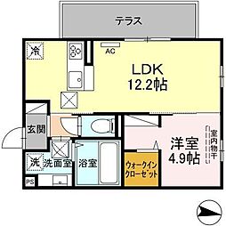 Grande Kawazu 1階1LDKの間取り