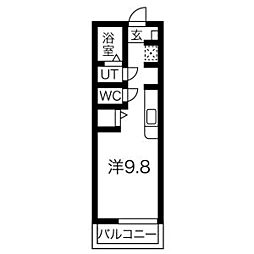 K-1榴ヶ岡 2階ワンルームの間取り