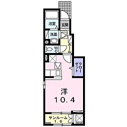 グラシオッソ坂井3 ワンルームの間取図画像