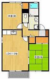 クロノス27飛田Ａ・Ｂ 1階2LDKの間取り