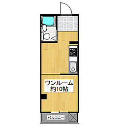 ウェザーフィールド 3階1Kの間取り