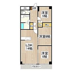 サウスビン 3LDKの間取図画像