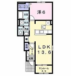 ロビン 1LDKの間取図画像