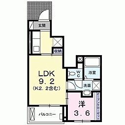 アサヒレジデンス6 1LDKの間取図画像