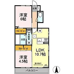 グランソレイユB 2LDKの間取図画像