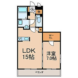 サクシード 1階1LDKの間取り