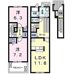 ランドセットカワダ3 2LDKの間取図画像