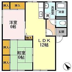 ディアス池田　B棟 1階2LDKの間取り
