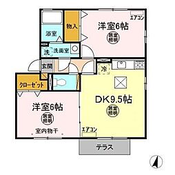 大黒屋 1階2DKの間取り