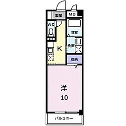 福パレス　ランデュール　Ｂ 1階1Kの間取り