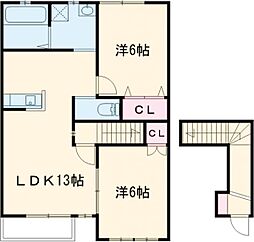 ハイツフローラ南 2LDKの間取図画像