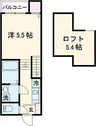 modern palazzo 西時津Ａ棟 2階1SKの間取り