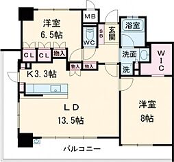 ベリスタ神戸旧居留地 2LDKの間取図画像