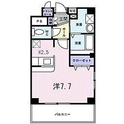 K.Oレーベン 1Kの間取図画像