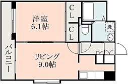 熊本電気鉄道 黒髪町駅 徒歩8分の賃貸マンション 2階1LDKの間取り