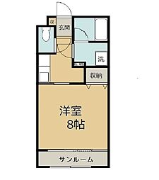 カーサフェリーチェ 1Kの間取図画像
