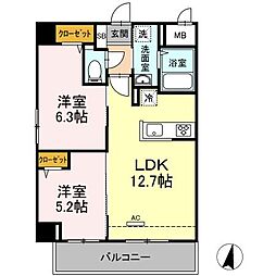 メゾン・ド・ウミライ　松江駅前 8階2LDKの間取り
