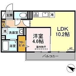 D-room内山II 202 2階1LDKの間取り