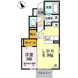 サンシート富田 1LDKの間取図画像