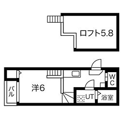 ハーモニーテラスコードソレイユ柳ヶ枝町 1Kの間取図画像