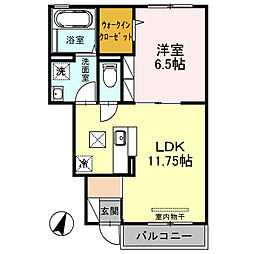 エクレール 1階1LDKの間取り
