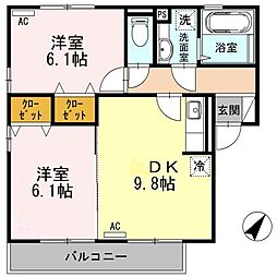 メゾンさくら 2DKの間取図画像