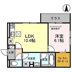 casa seresa 1階1LDKの間取り