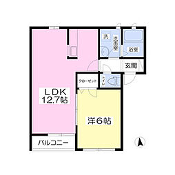 ウィステリア　フラット 1階1LDKの間取り