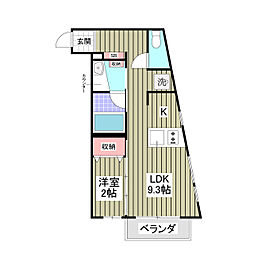 東武東上線 鶴ヶ島駅 徒歩5分の賃貸アパート 2階1LDKの間取り