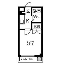 八事イースト 1Kの間取図画像