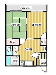 サンピアなだ 2階2DKの間取り