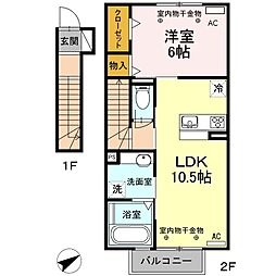 フェリチターレ 2階1LDKの間取り