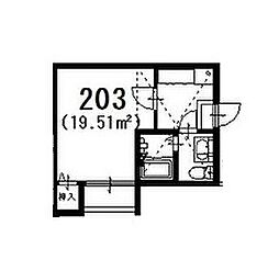 ヒロアーカ新守山 2階1Kの間取り