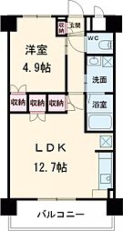 ランドマーク　ジン 2階1LDKの間取り