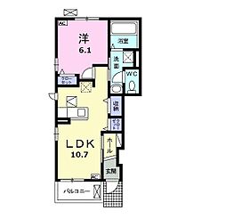 ルカク 1LDKの間取図画像