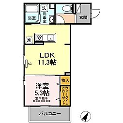 サスティーナ 2階1LDKの間取り