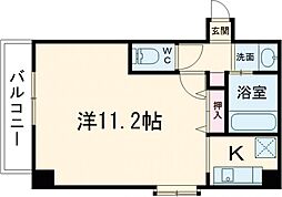 西本丸の内マンション 2階1Kの間取り