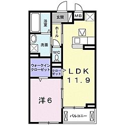 ノース・ジェルメ 1LDKの間取図画像