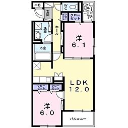 ヴァンティアン2日吉 2LDKの間取図画像