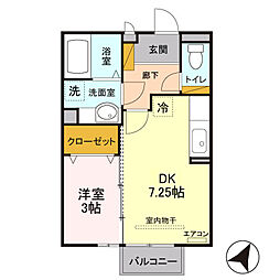 ｐｉａｃｅｒｅ(ピアチェーレ) 2階1DKの間取り