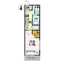 プランドール(高坂) 1階1Kの間取り