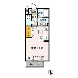 セジュールモナリエ笙 ワンルームの間取図画像