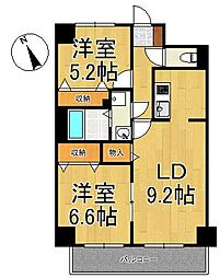 パークハイツ万代 2LDKの間取図画像