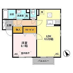 サンファーストB 1LDKの間取図画像