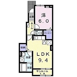 カーサグランデA 1LDKの間取図画像