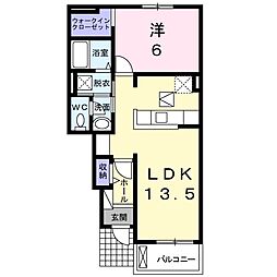 レイクルイーズA 1LDKの間取図画像