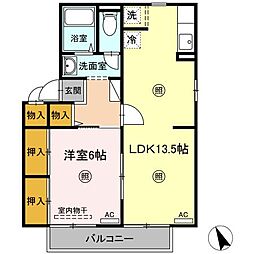 ルミエールみなみ 2階1LDKの間取り