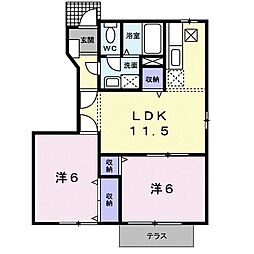マーヴェラスKA棟 2LDKの間取図画像