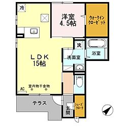 アビエスB 1LDKの間取図画像